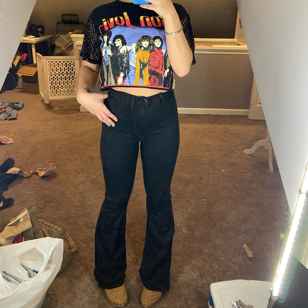 Black high wasted flared leg jean